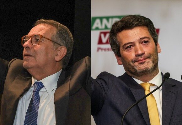 epa12659993 Portuguese presidential candidate Antonio Jose Seguro celebrates after advancing to the second round of the presidential elections at his campaign headquarters in Caldas da Rainha, Portugal, 18 January 2026. The runoff is scheduled for 08 February between Seguro and Andre Ventura.  EPA/JOSE COELHO